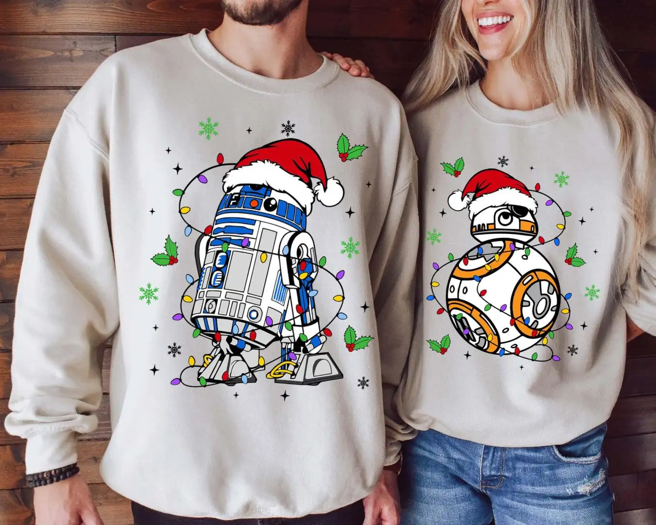 BB8 R2D2 Couple Xmas Shirt, Galaxy's Edge Xmas Party T-Shirt, Merry Christmas Shirt, Xmas Theme Shirt, Star Wars Christmas Sweatshirt