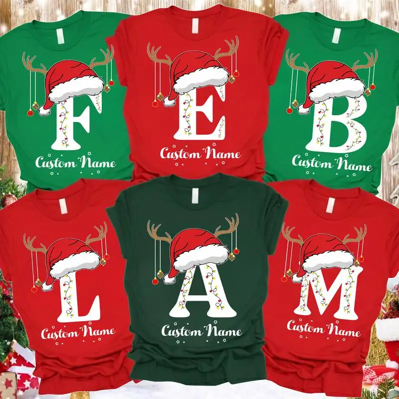 Personalized Monogrammed Family Christmas Shirt Custom Name Family Christmas Shirt Christmas Party Shirts Group Family Matching Xmas Shirt