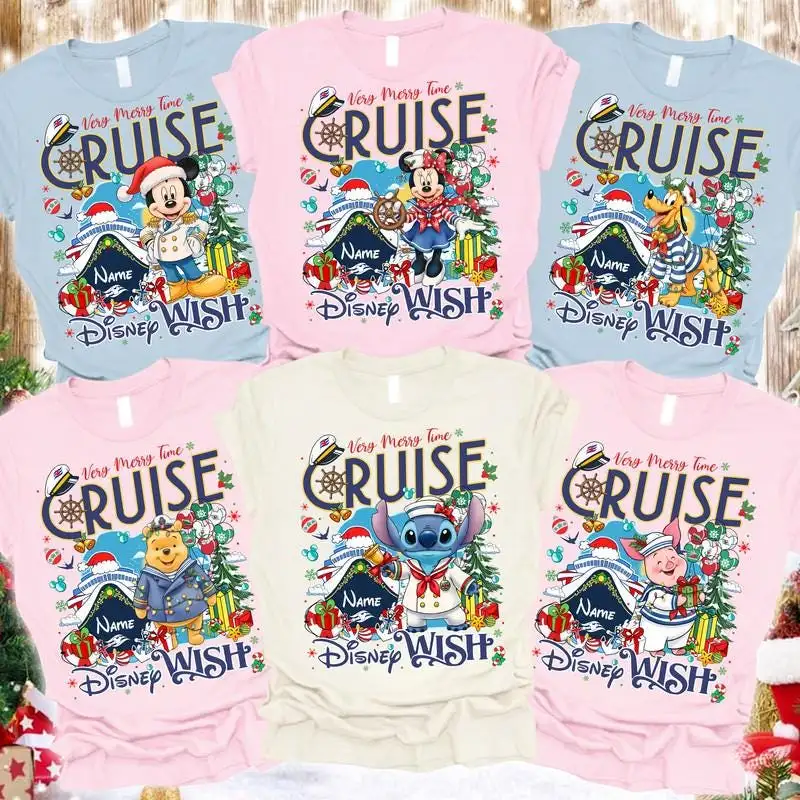 Personalized All Characters Disneyland Cruise Line Shirt Mickey And Friends Cruise Xmas Very Merrytime Tee Family Trip Matching Xmas Tee 01