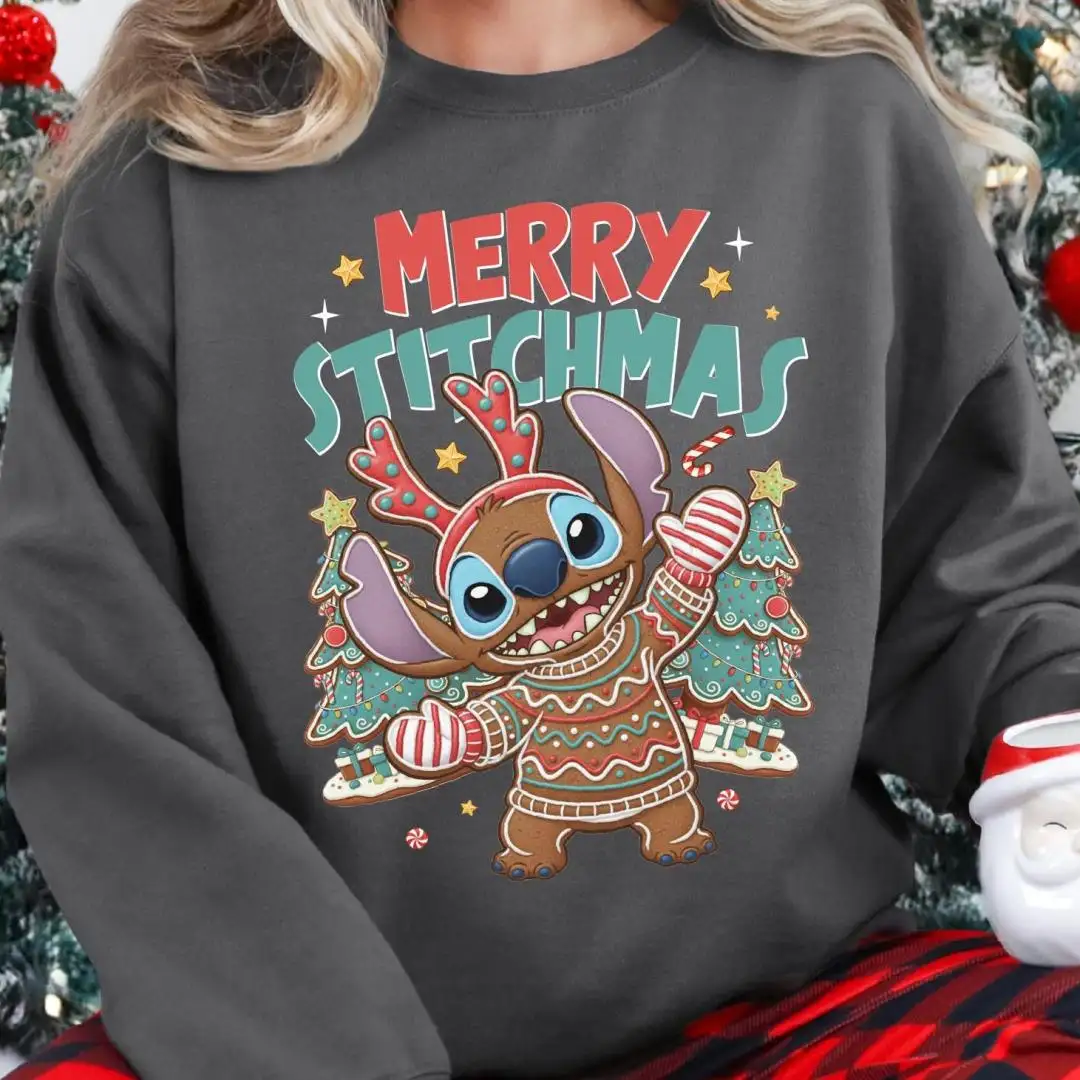 Merry Stitchmas Gingerbread Stitch Christmas Shirt, Disney Stitch Christmas Sweatshirt, Merry Stitchmas Sweater, Disney Xmas Gingerbread Tee