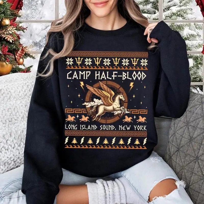Camp Half Blood Ugly Christmas Shirt, Bookish Christmas Shirt 02, Percy Jackson and the Olympians Christmas Shirt, Camp Half Blood Shirt