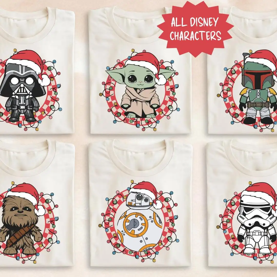 Disney Star Wars Checkered Christmas Shirt, Disney Galaxy Edge Family Trip Christmas Sweater, Disney All Characters Matching Retro Xmas Tee,