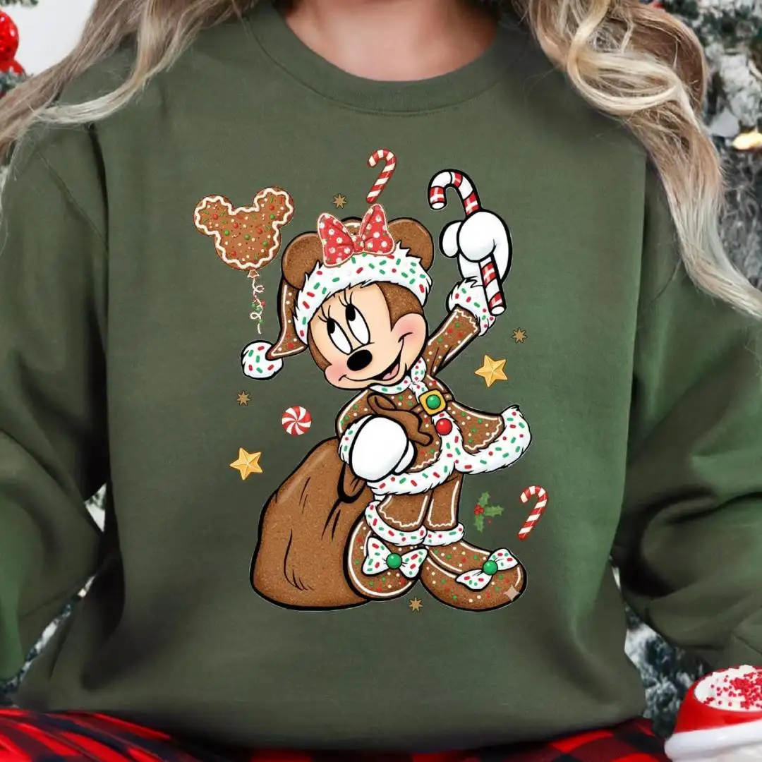 Minnie Mouse Gingerbread Christmas Shirt, Disney Minnie Christmas Sweatshirt, Merry Christmas Sweater, Disney Xmas Gingerbread T-Shirt