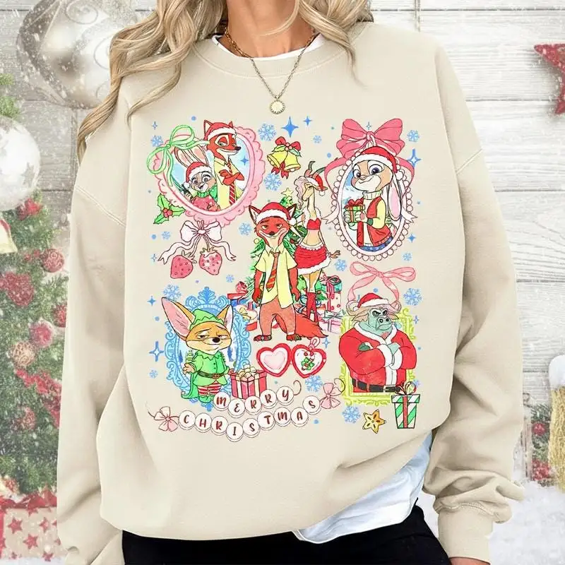 Coquette Bow Zootopia Christmas Shirt, Disneyland Christmas 2025 Shirt 06, Judy Hopps and Nick Wilde Christmas Shirt, Nick and Judy Shirt