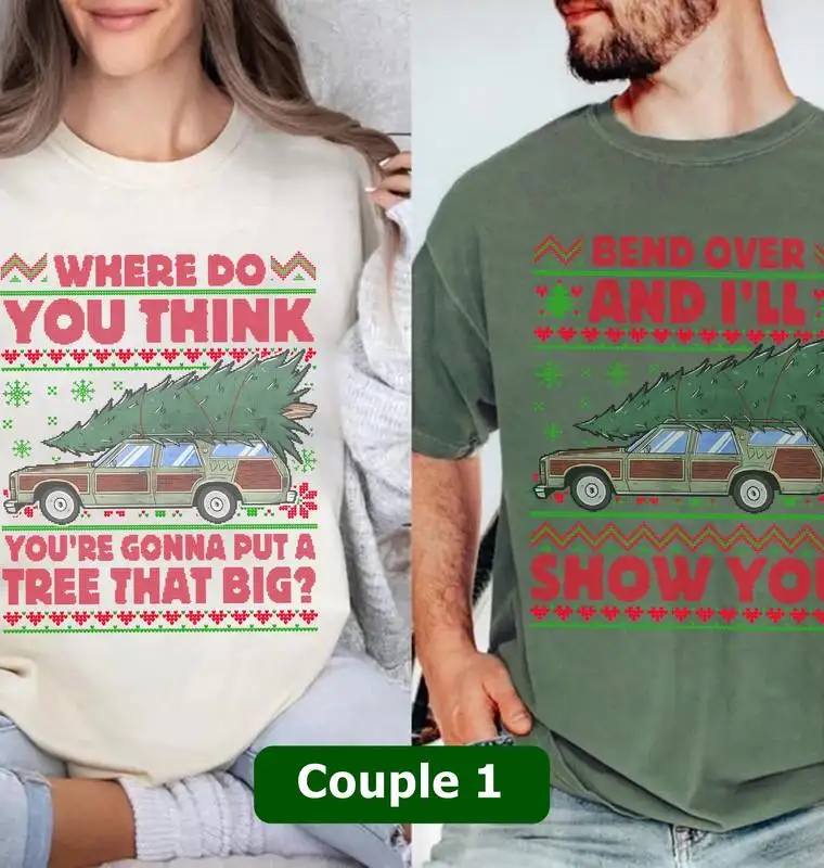 Bend Over and I'll Show You Christmas Couple Matching Shirt, Griswold Family Shirt, Christmas Couple Gift 04, Christmas Vacation Sweatshirt