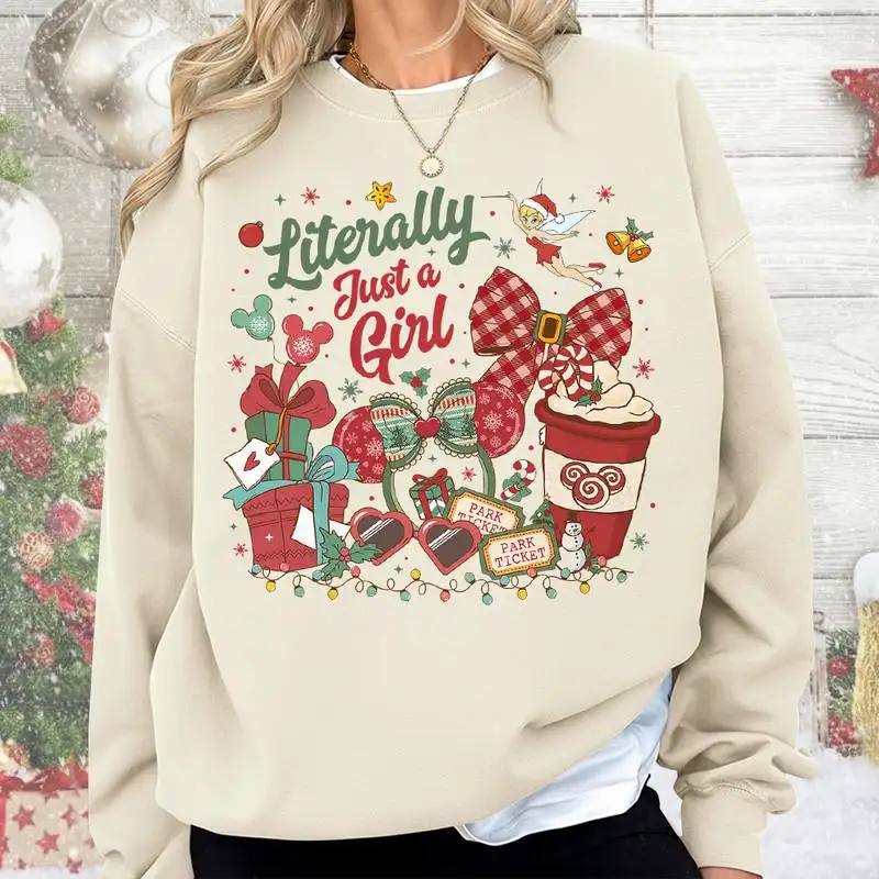 Disneyland Literally Just A Girl Christmas Comfort Colors Shirt Disneyland Christmas Shirt Mickey's Very Merry Xmas Tee Family Matching Xmas