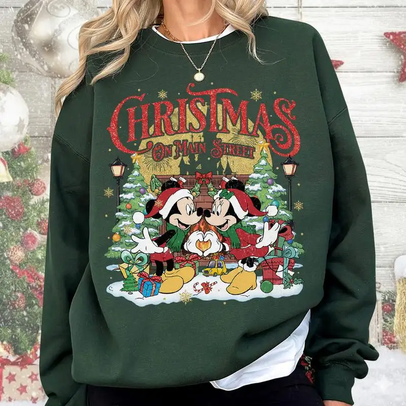 Mickey Minnie Christmas On Main Street Comfort Colors Shirt, Family Vacation Matching Shirt 06, Mickey's Very Merry Christmas Party Tee