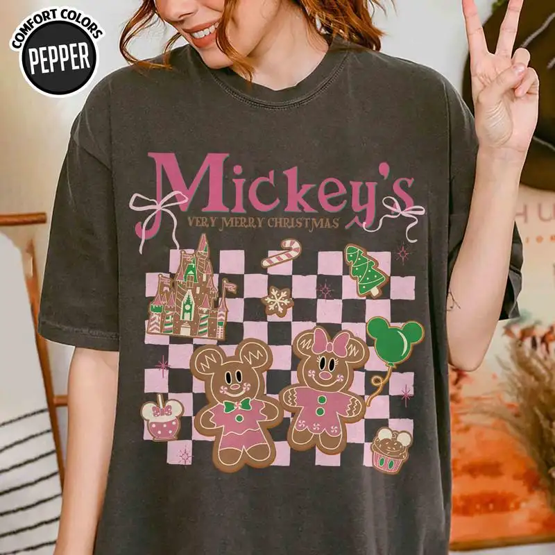 Disneyland Mickey's Very Merry Christmas Shirt, Mickey Minnie Gingerbread Xmas Shirt, Matching Family Xmas Tee, Disneyland Christmas Shirt