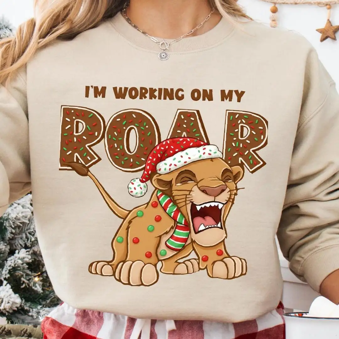 I'm Working On My Roar Christmas Simba Shirt, Disney Animal Kingdom, Disney World Simba Christmas Tee, Disney Lion King Xmas Sweatshirt