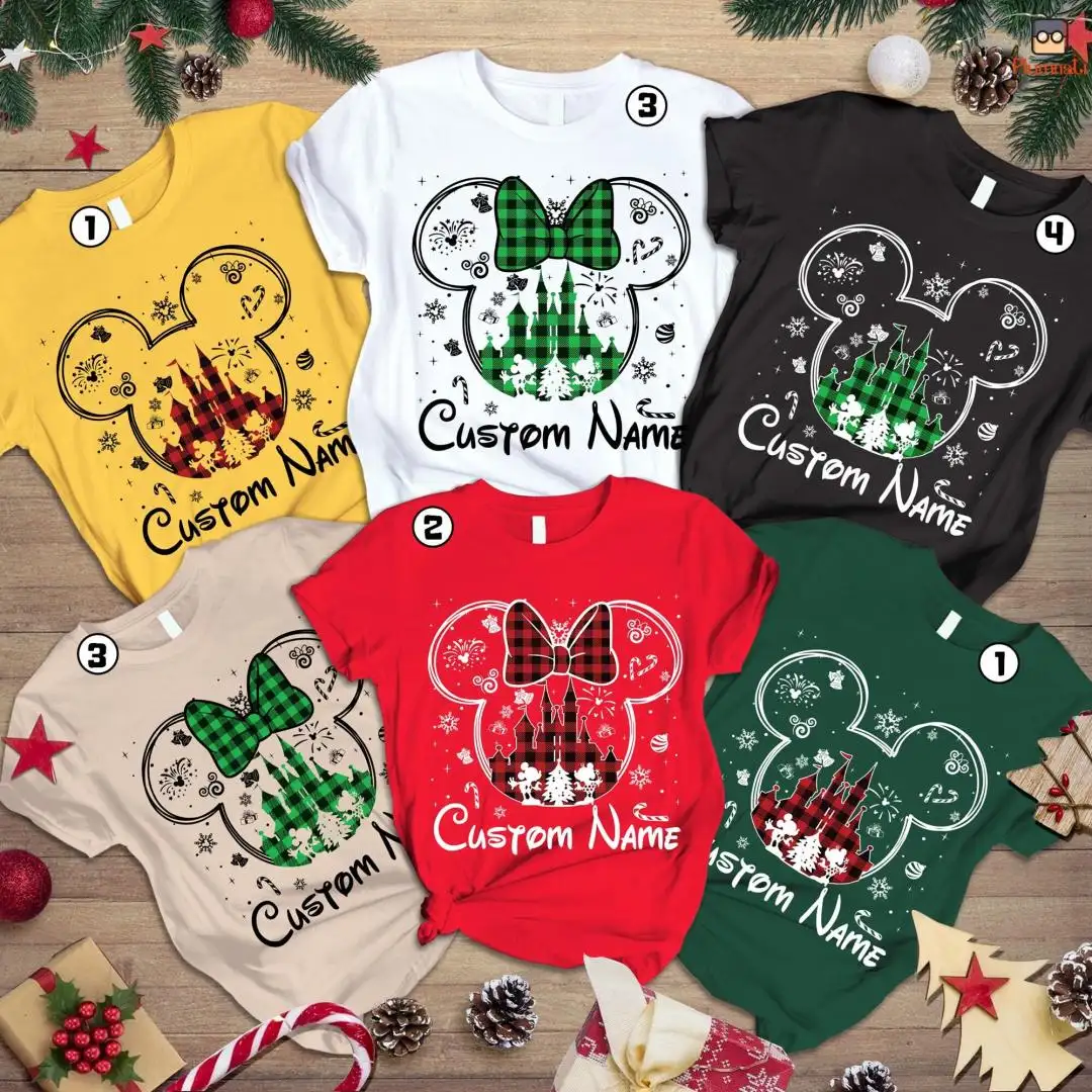 Mickey Minnie Christmas Shirt Pajamas, Disneyworld Trip Shirt Magic Kingdom, Family Matching Xmas Shirt, Disneyland Christmas Party Shirt