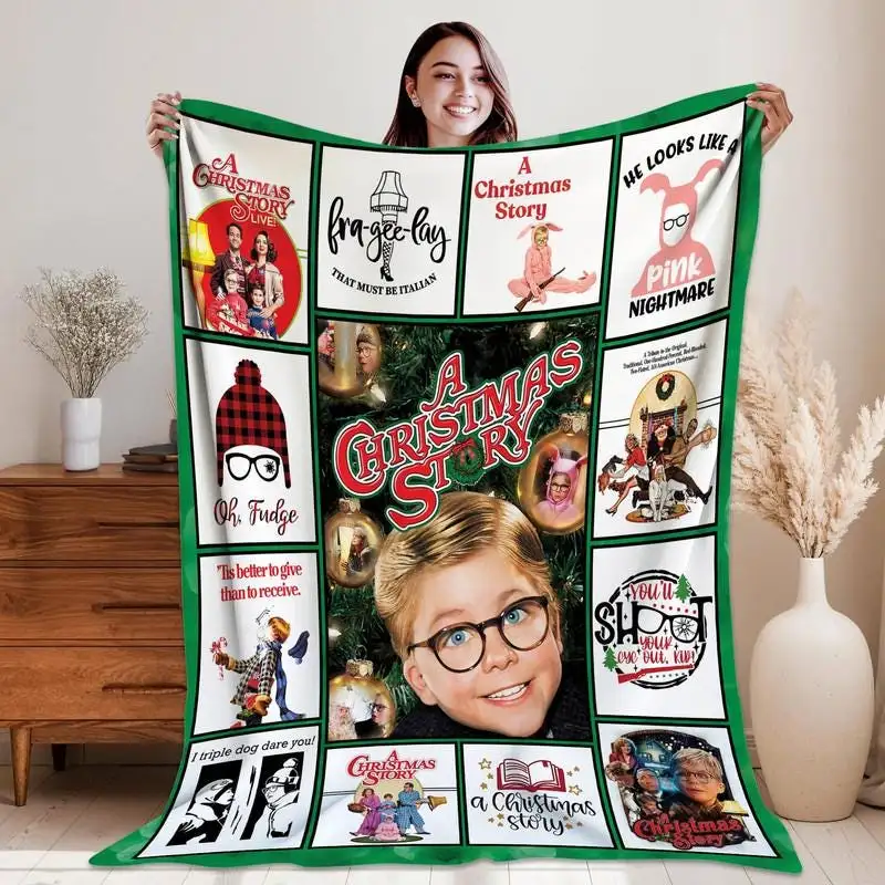 A Christmas Story Fleece Blanket Ralphie He Look Like A Pink Nightmare Blanket A Christmas Story Throw Blankets For Bed Couch Sofa 05