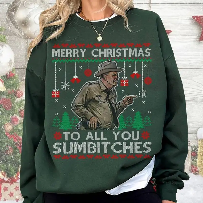 Smokey And The Bandit Shirt Merry Christmas Too All You Sumbitches Christmas Sweatshirt Smokey And The Bandit Funny ugly sweater Shirt 04