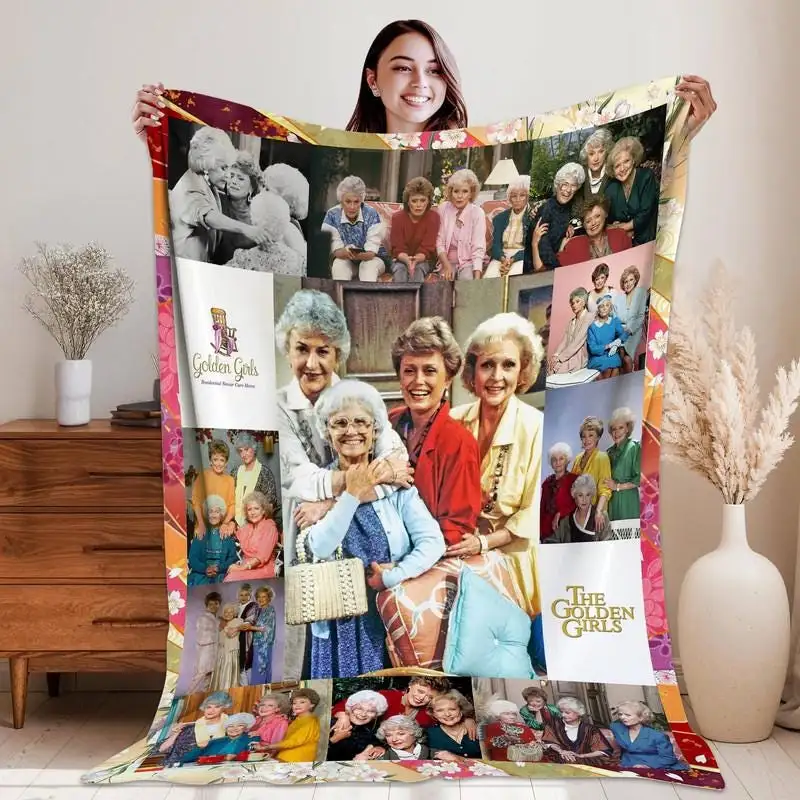 Golden Girls 80s Sitcom Blanket, Throw Blanket for Bed Couch Sofa, Family Blanket, Stay Golden Fleece Blanket, Golden Girls Fleece Blanket