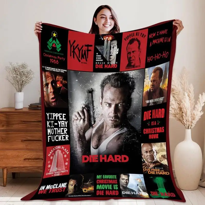 John Mcclane Die Hard Fleece Blanket, John McClane Blanket, Christmas Movie MovieThrow Blanket for Bed Couch Sofa 74