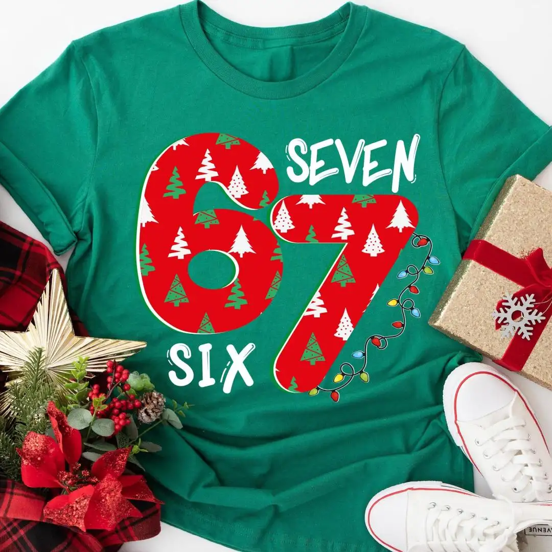 6 7 Six Seven Christmas Shirt, Six Seven Meme Tee, Funny Christmas Meme Sweater, Christmas Lights Sweatshirt, Merry Christmas Shirt