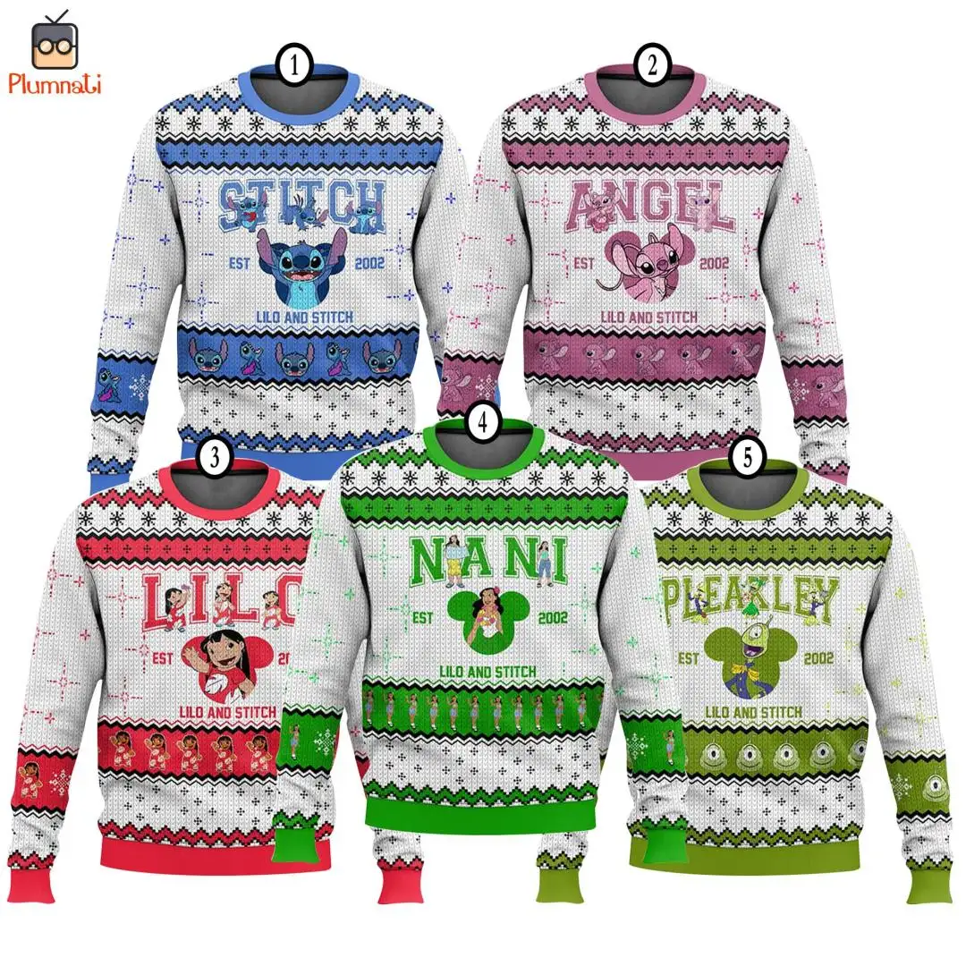 Disneyland Stitch Ugly Christmas Sweater, Family Christmas Shirt, Christmas Matching Shirt, Merry Stitchmas Shirt, Angel Ugly Sweater