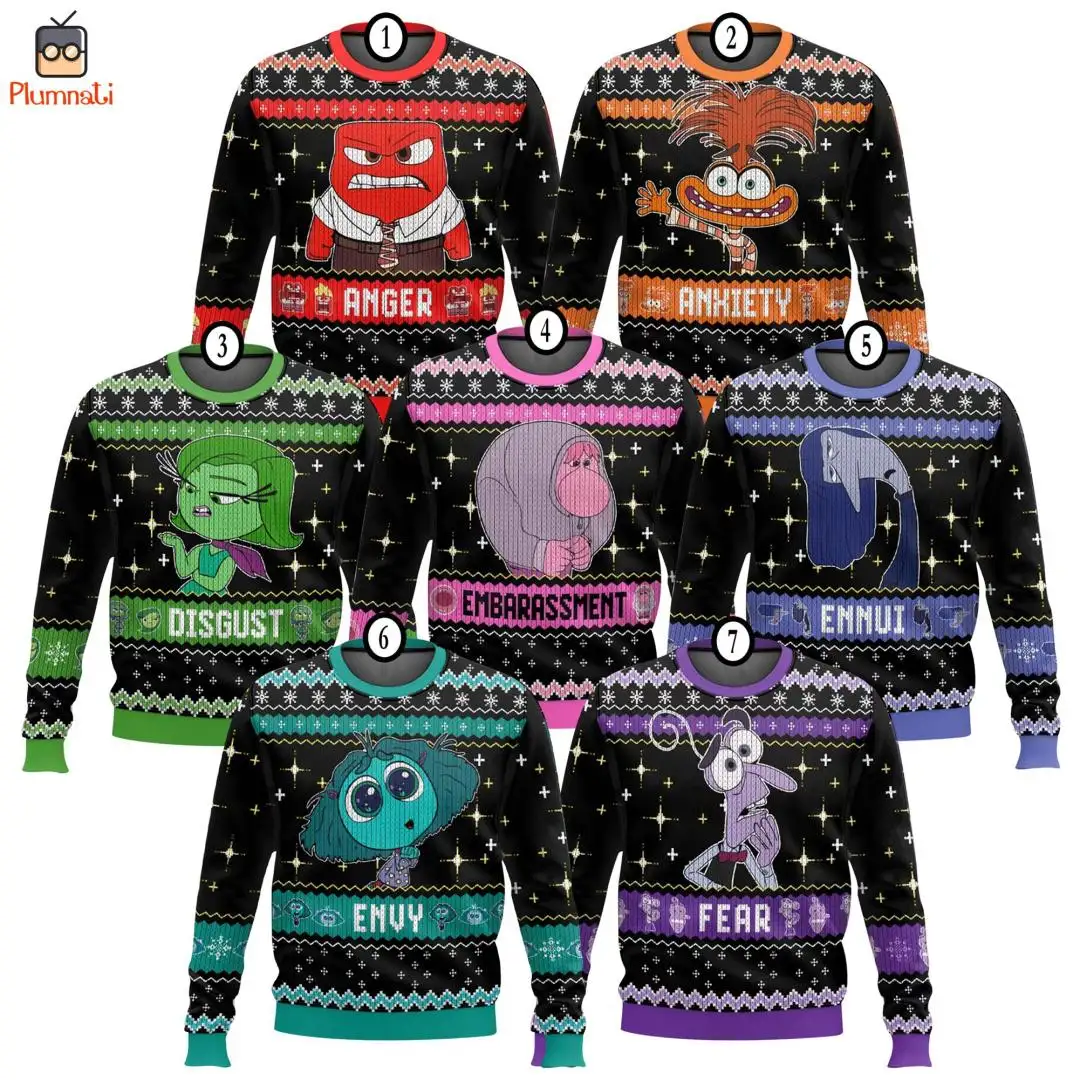 Inside Out Ugly Christmas Sweater, Family Christmas Shirt, Christmas Matching Shirt, Bing Bong Ugly Sweater, Anxiety Ugly Sweater