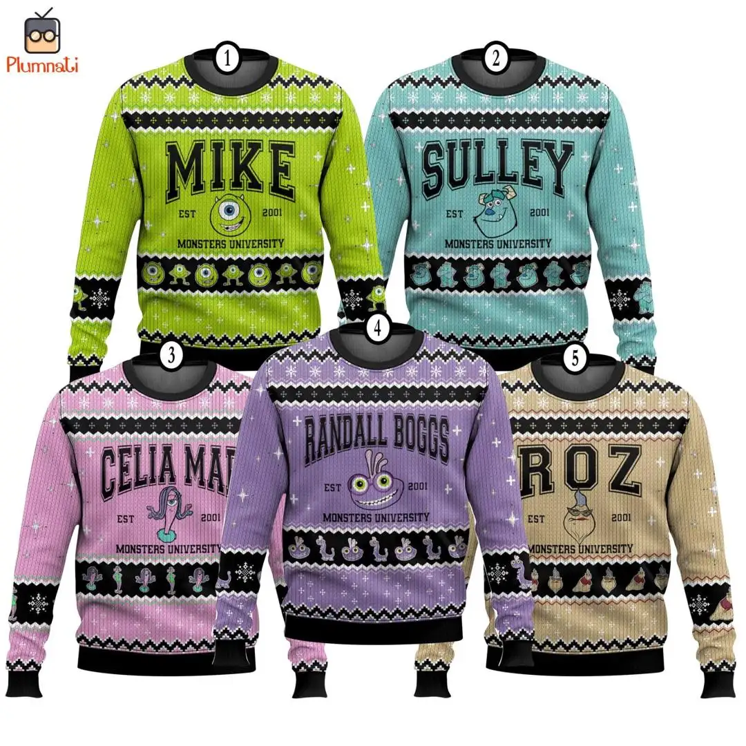 Monsters Inc Ugly Christmas Sweatshirt, Monsters University Sweater, Mike Wazowski Shirt, James P. Sullivan Shirt, Christmas Matching Shirt