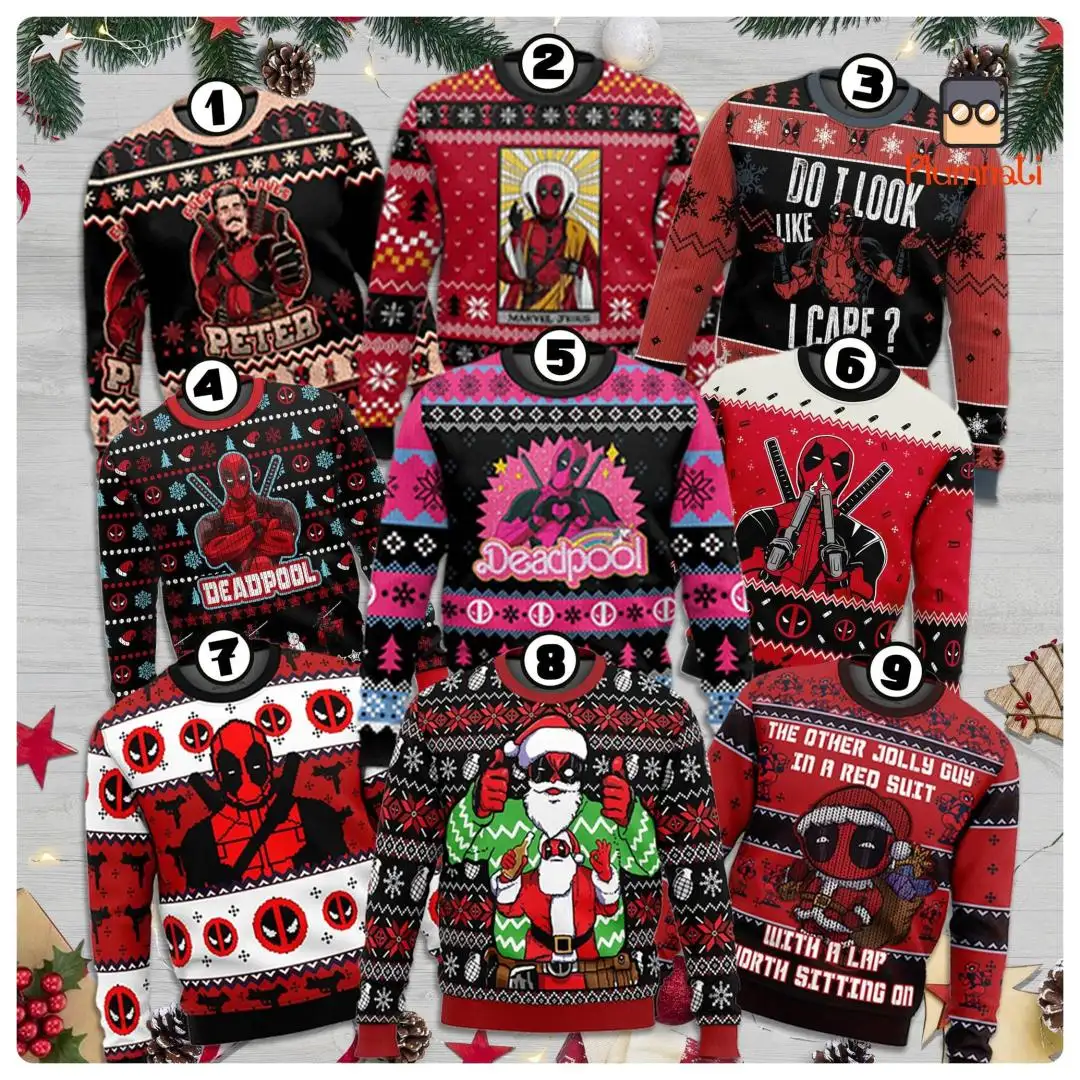 Deadpool Ugly Christmas Sweater, Deadpool Wade Wilson Sweatshirt, Deadpool X Wolverine Christmas Sweater, Superhero Ugly Christmas Shirt