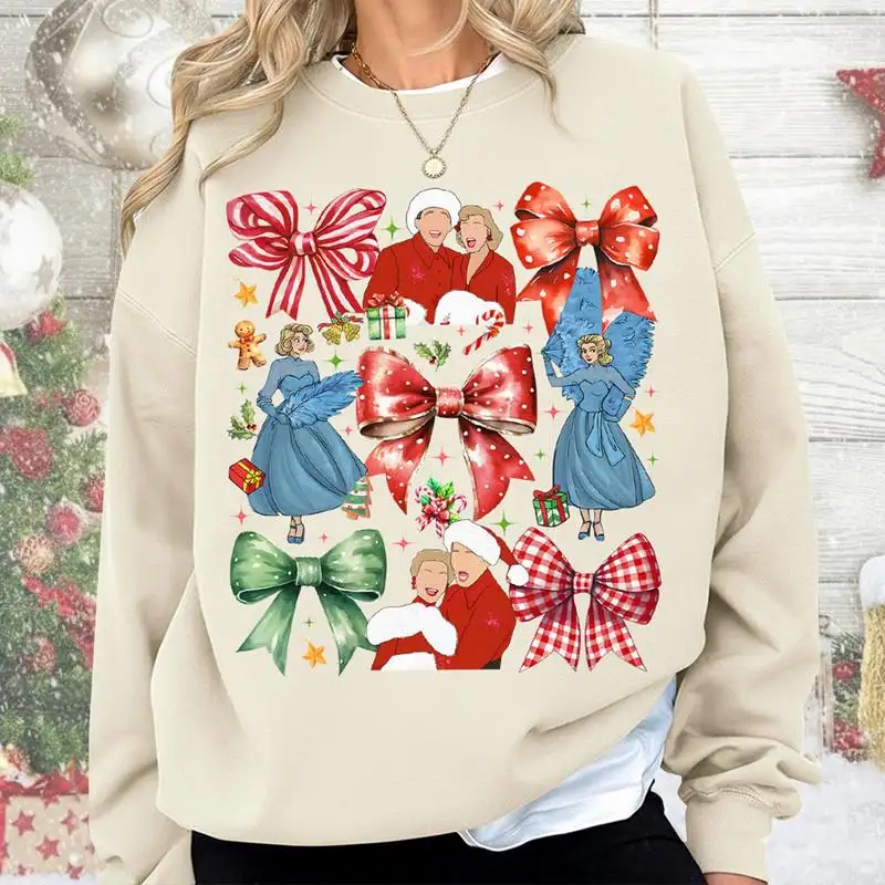 White Christmas Coquette Bow Shirt White Christmas Movie Shirt Haynes Sisters Christmas Shirts Wallace And Davis Shirt Christmas Gift 03