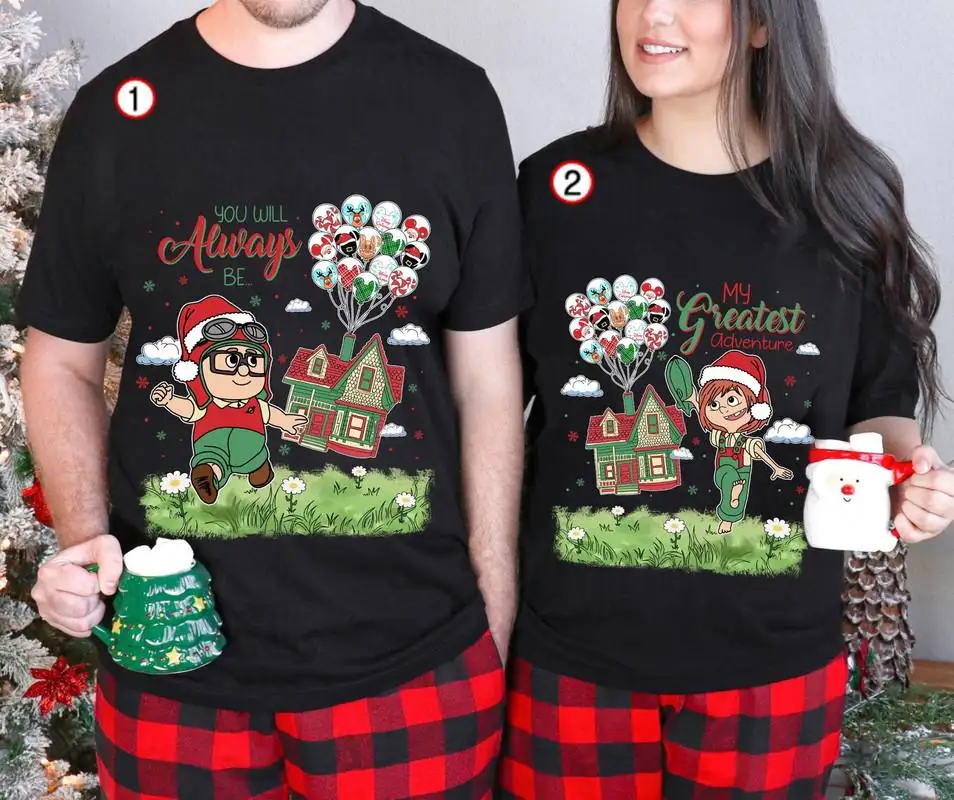 Disneyland Up Christmas Couple Matching Shirt, Carl And Ellie My Greatest Adventure Shirt, Mickey's Very Merry Christmas Party Shirt 05