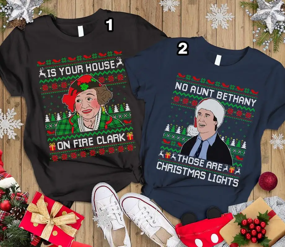 National Lampoon's Christmas Vacation Shirt Is Your House on Fire Clark Shirt Christmas Vacation Couple Shirt Christmas Couple Shirts 08