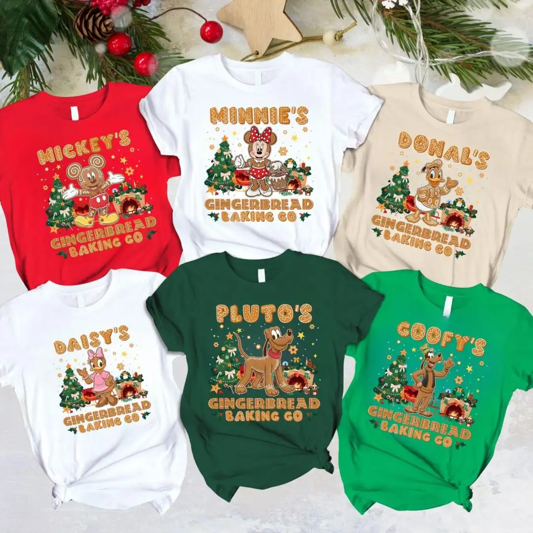Custom Disneyland All Characters Gingerbread Baking Co Christmas Shirt Mickey's Very Merry Christmas Party Xmas Family Matching Shirt 00