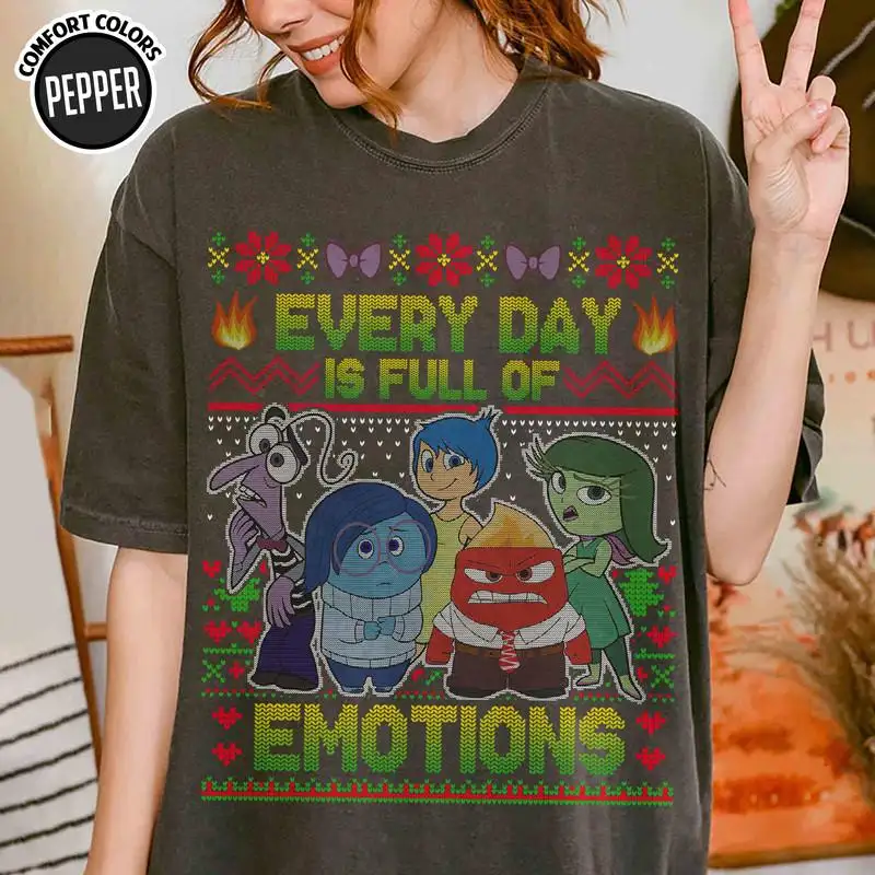 DisneyLand Inside Out Every Day Is Full Of Emotions Christmas Shirt Inside Out It's Okay To Feel All The Feels Shirt Mental Health shirt