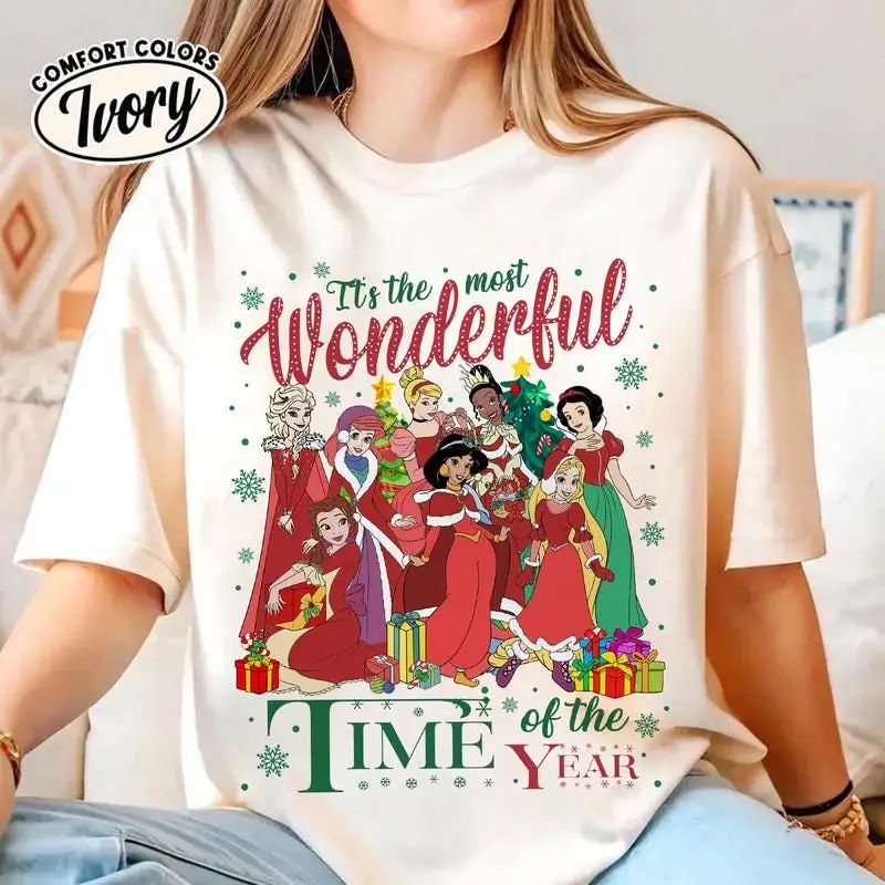 Disneyland Princess Christmas Shirt It's The Most Wonderful Time Of The Year Disneyland Girl Trip Xmas Shirt Disneyland Group Vacation Tee