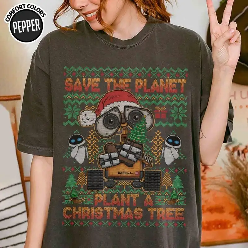 Disneyland Wall-E Christmas Shirt Save The Planet Plan A Christmas Tree Shirt Wall-E Xmas Shirt Disneyland Family Shirt Christmas Gift 00