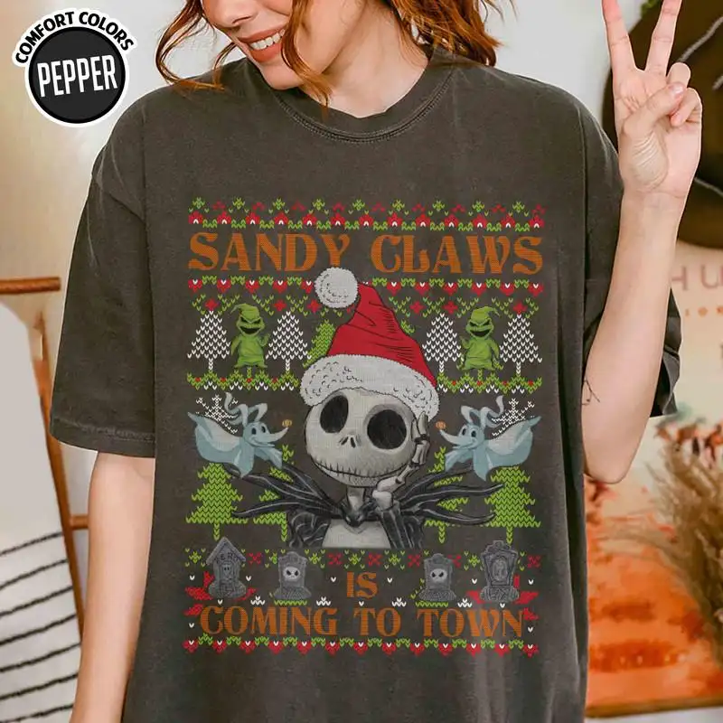 Sandy Claws Is Coming To Town Shirt, Christmas Gift 04, Nightmare Before Christmas Oogie Boogie Xmas, Jack Skellington Christmas Shirt