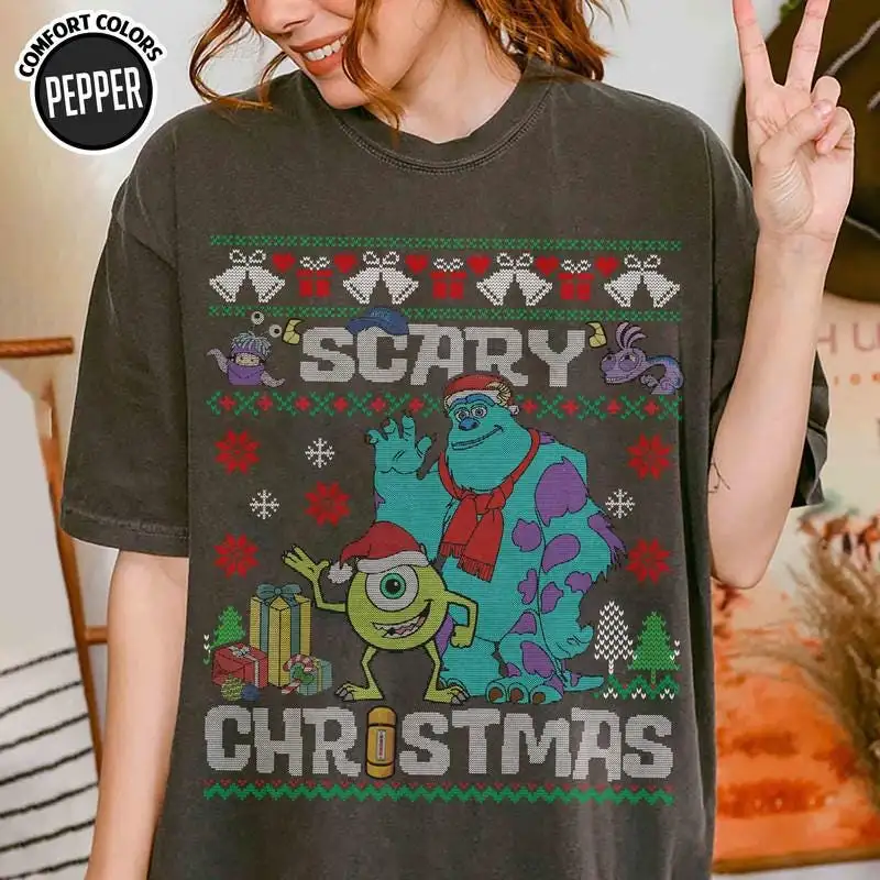 Comfort Colors Monsters Inc Christmas Shirt Monsters Inc Ugly Christmas Sweater Monsters University Shirt Disneyland Christmas 2025 Shirt 03