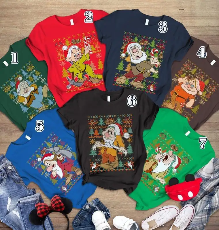 Seven Dwarfs Christmas Matching Shirt, Disneyland Trip 00, Snow White and Seven Dwarfs Christmas Shirt, Disneyland Family Christmas Shirt