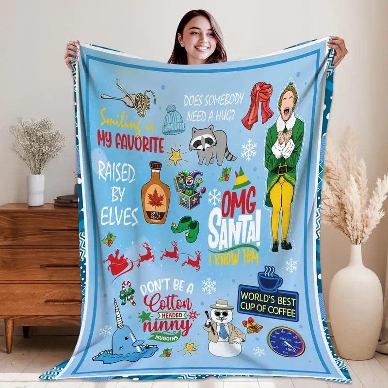 Elf Quotes Christmas Blanket, Elf Quote Christmas Blanket, Rertro Christmas Movie Gift 00, Son Of A Nutcracker, Buddy The Elf Fleece Blanket