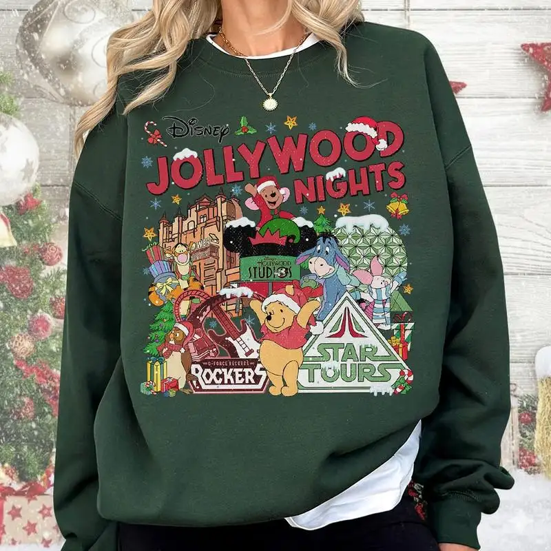 Disneyland Hollywood Studios Christmas Shirt Pooh and Friends Christmas Shirt Jollyhood Nights Shirt Disneyland Family Christmas Shirt 06