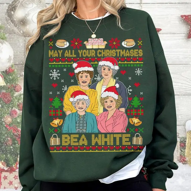 Golden Girls Christmas Shirt May All Your Christmases Bea White Shirt Golden Girls Pajamas For Women Golden Girls Pajamas Xmas Sweater 50