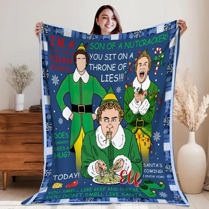 Buddy The Elf Christmas Blanket, Rertro Christmas Movie 01, Son Of A Nutcracker, The Elf Movie Fleece Blanket, Elf Quote Christmas Blanket