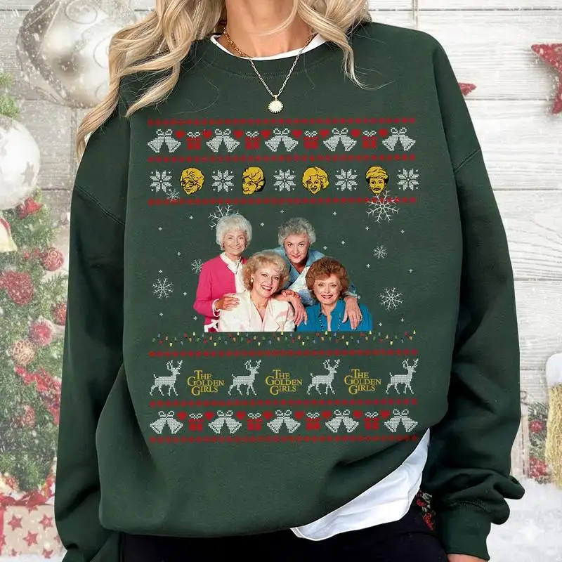 Golden Girls Ugly Sweater, Stay Golden Christmas Sweatshirt, Merry Golden Christmas Shirt, Tv Show Holiday Tee, Shirt For Women 09