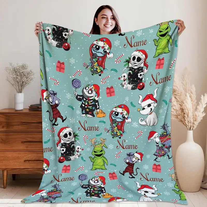 Personalized Nightmare Before Christmas Blanket Jack Skellington And Sally Blanket Oogie Boogie Blanket Disneyland Halloween Blanket Gift 15