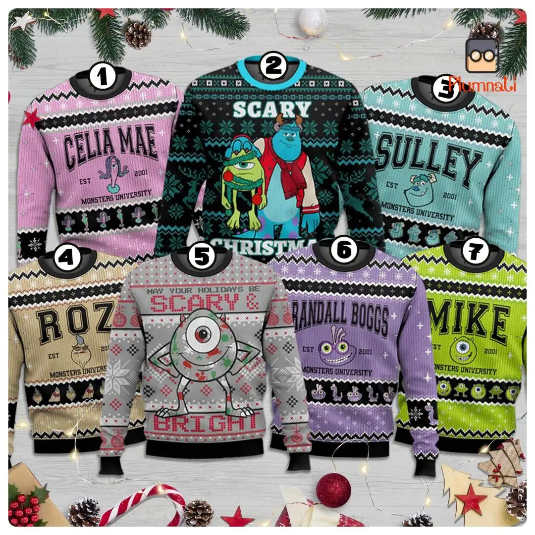 Monsters Inc Christmas Ugly Sweater, Sullivan Mike Holiday Sweater, Monster University Shirt, Monsters Inc Christmas Sweatshirt Xmas Gift