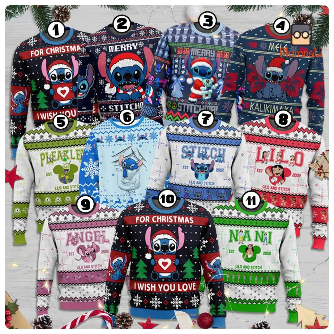Lilo And Stitch Ugly Christmas Sweater, Stitch Christmas Sweater, Merry Stitchmas Sweatshirt, Disneyland Family Matching Sweater