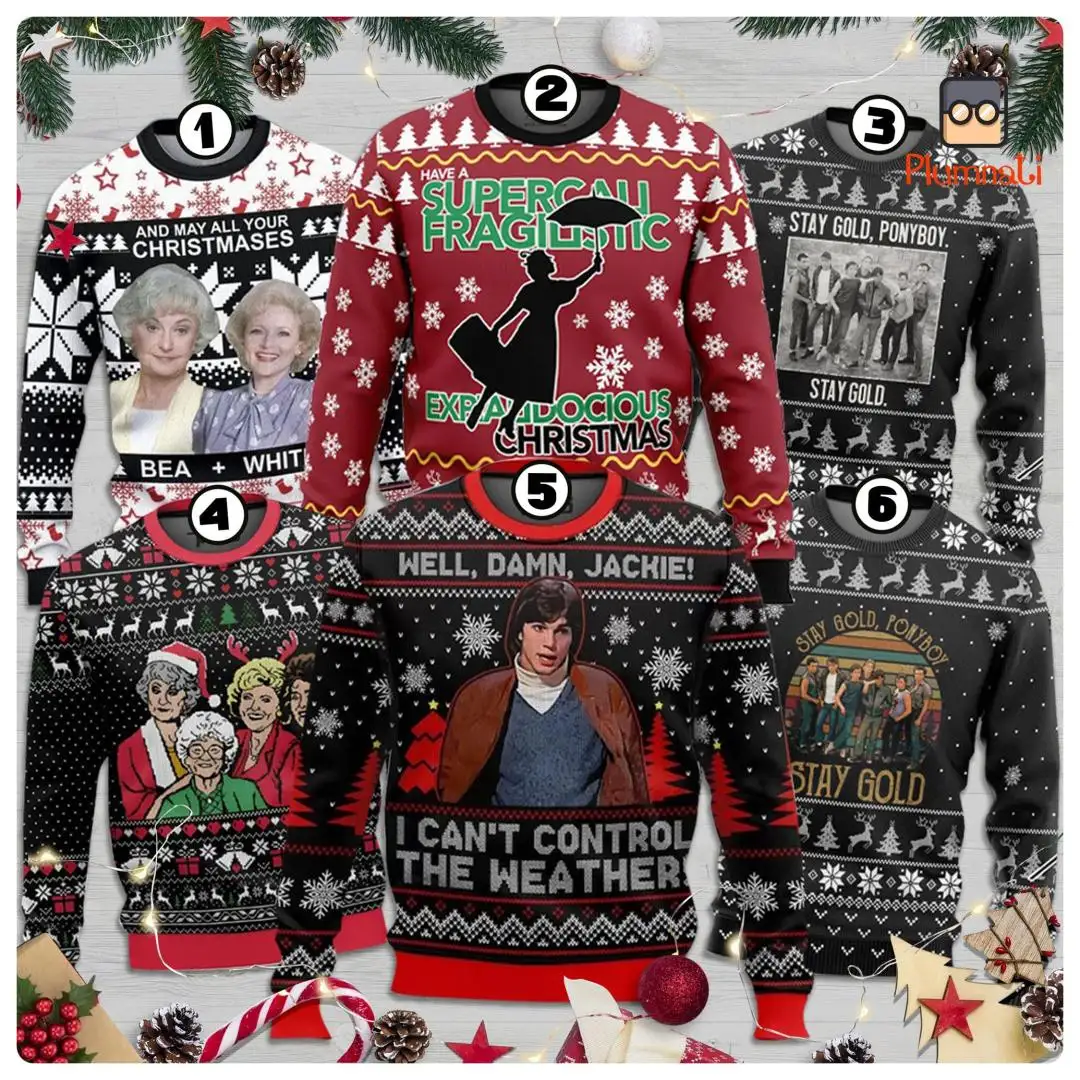 Christmas Movie Ugly Christmas Sweater, Golden Girls Christmas Sweater, Golden Christmas Sweatshirt, Christmas Movies Sweatshirt, Xmas Gift