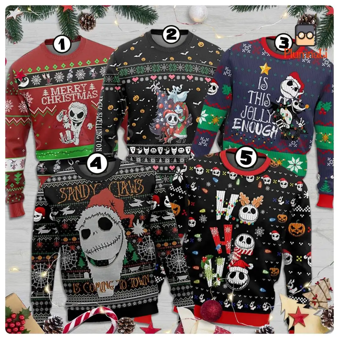Nightmare Before Christmas Ugly Sweater, Mickey's Very Merry Christmas 2025, Jack and Sally Christmas, Jack Skellington Christmas Sweater