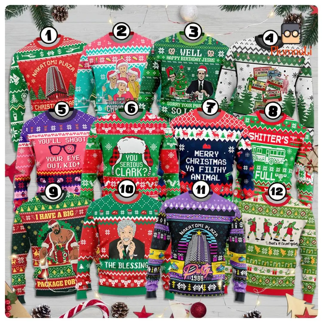 Christmas Movie Ugly Christmas Sweater, Christmas Movies Sweater, Die Hard Christmas Shirt Xmas Gift, Griswold Christmas Vacation Sweatshirt