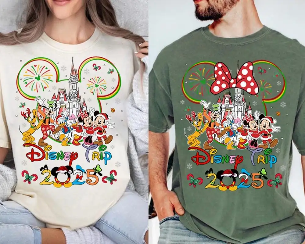 Custom Disneyland Family Trip Christmas Shirt 2025 Disneyword Christmas Shirt Matching Family Disneyland Xmas Shirt Disneyland Trip 2026 Tee