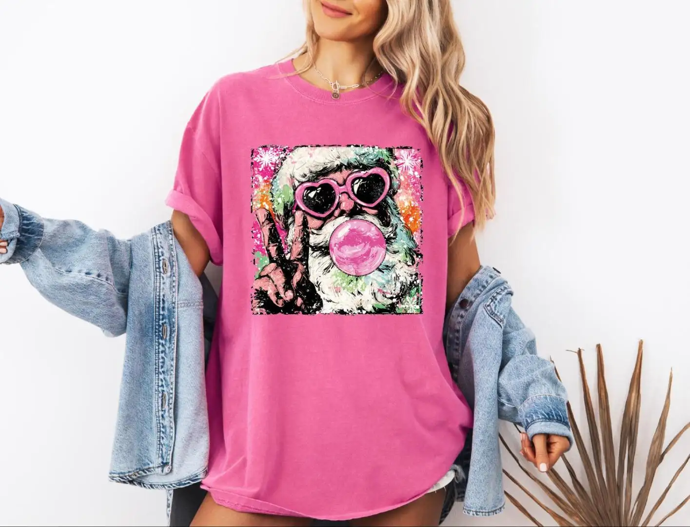 Comfort Colors® Christmas Santa Bubble Gum and Sunglasses Shirt, Santa Tee, Funny Santa T-Shirt, Winter Santa Christmas Tee, Christmas Shirt