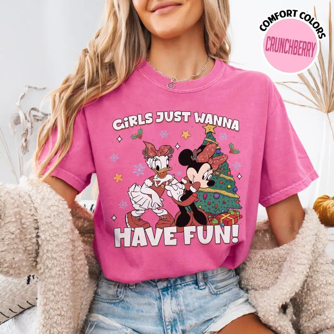 Disneyland Mickey And Friends Christmas Shirt Girls Just Wanna Have Fun Disneyland Besties Shirt Disneyland Group Xmas Tee Disneyworld 2026