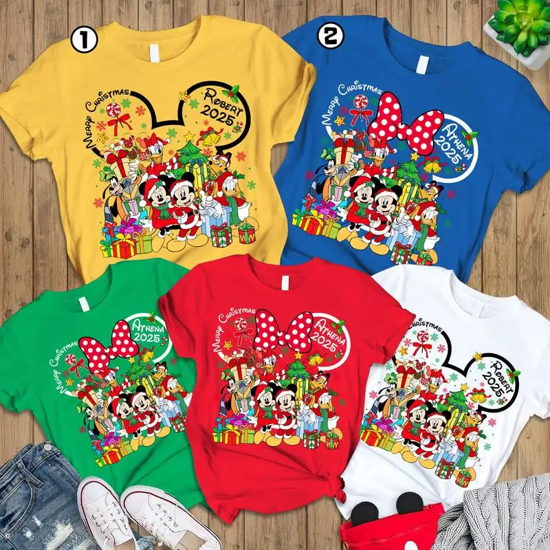 Comfort Colors Custom Disneyland Christmas Squad Crew Shirt, Mouse And Friends Christmas Couple Shirt, Personalized 2025 Disneyland Xmas Tee