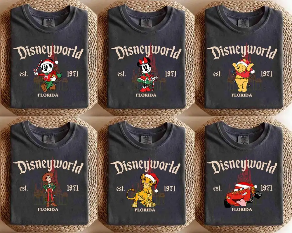 Vintage Disneyworld Family Christmas Comfort Colors Shirt, Disneyland Florida Holiday Trip, Disneyland Christmas, Walt Disneyworld Character