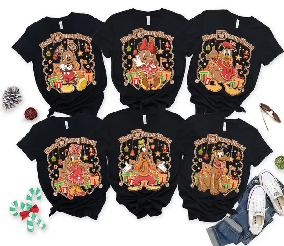 Comfort Colors Mickey And Friends Gingerbread Walt Disneyworld Christmas Shirt, Xmas 2025 Family Trip, Mickey's Very Merry Christmas Party
